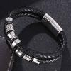 Punk Double Layer Genuine Leather Bracelet Men Silver Color Special Charm Man Bangles Fashion Jewelry Gift