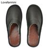 Cow Leather Slippers Men Big Sizes Linen Home Male Indoor House for Men's Slippers Women Man Slipper Luxury Soft Flat Shoes