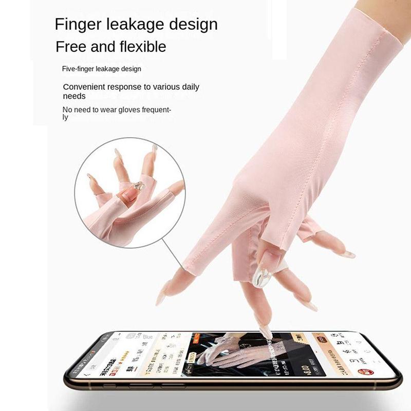 1 Pair Fingerless Gloves Summer Sunscreen Uv Protection Multicolor Gloves Woman Driving Gloves Stretch Female Touchscreen Ice