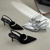 Elegant Women High Heels Sandals Designer Pointed Toe Heeled Shoes New 2025 Summer Sexy Pumps Fashion Slingback Chaussure Femme
