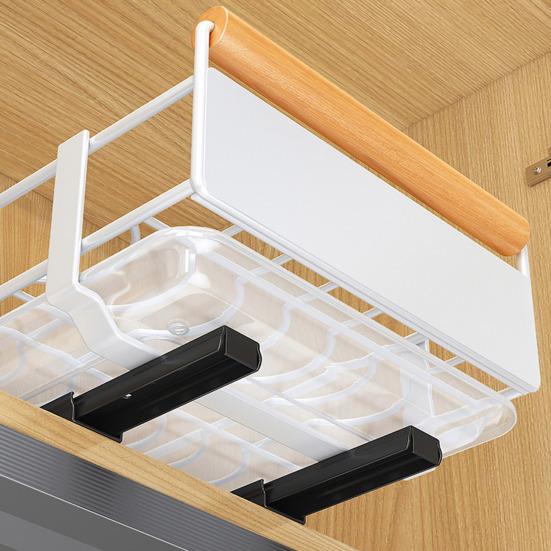 Bowl Dish Storage Rack Large Capacity with Adhesive Rail Pull Out Sliding Drawer Cabinet Organizer Detachable Drainage Plate Heavy Duty Slide Out