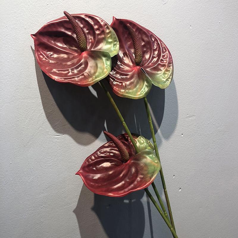 57CM Plastic Fake Single Stem Anthurium Artificial Flowers Artificial Anthurium