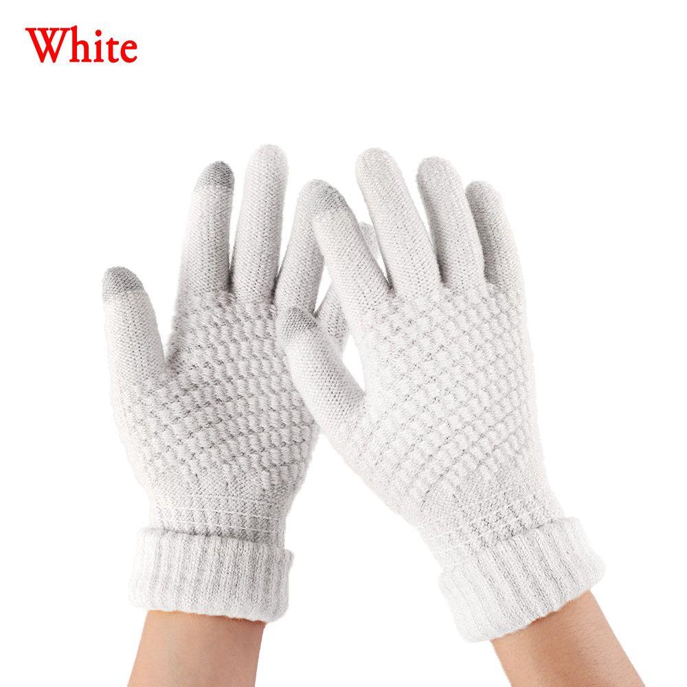 Girls Winter Warm Mittens Knitted Wool Touch Screen Full Finger Women Gloves