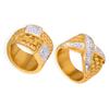 Light Luxury Geometric Diamond-encrusted Ring Wide Version Couple with The Same Titanium Steel Multi-texture Ring Jewelry