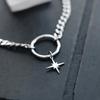 Gothic Punk Silver Color Star O Ring Choker Necklace Stainless Steel Cuban Chain Necklaces For Women