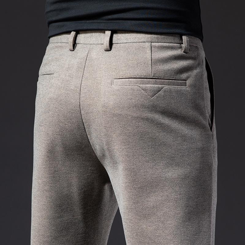 Men's Velvet Winter Pants: High-Grade Woolen, Elastic, Thick, Warm Casual Wear for Dad