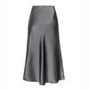 Elegant Temperament, High-quality Acetate Satin Elastic High-waist Split Mid-length Skirt