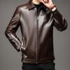 Men's Leather Jacket Autumn and Winter New Medium Business Casual Simple Lapel Short Soft Leather Jacket Men's Clothing