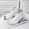 Модная женская обувь Высокие белые кроссовки Модная парусиновая обувь на шнуровке Обувь на плоской подошве Дышащая повседневная спортивная обувь Женский скейтборд