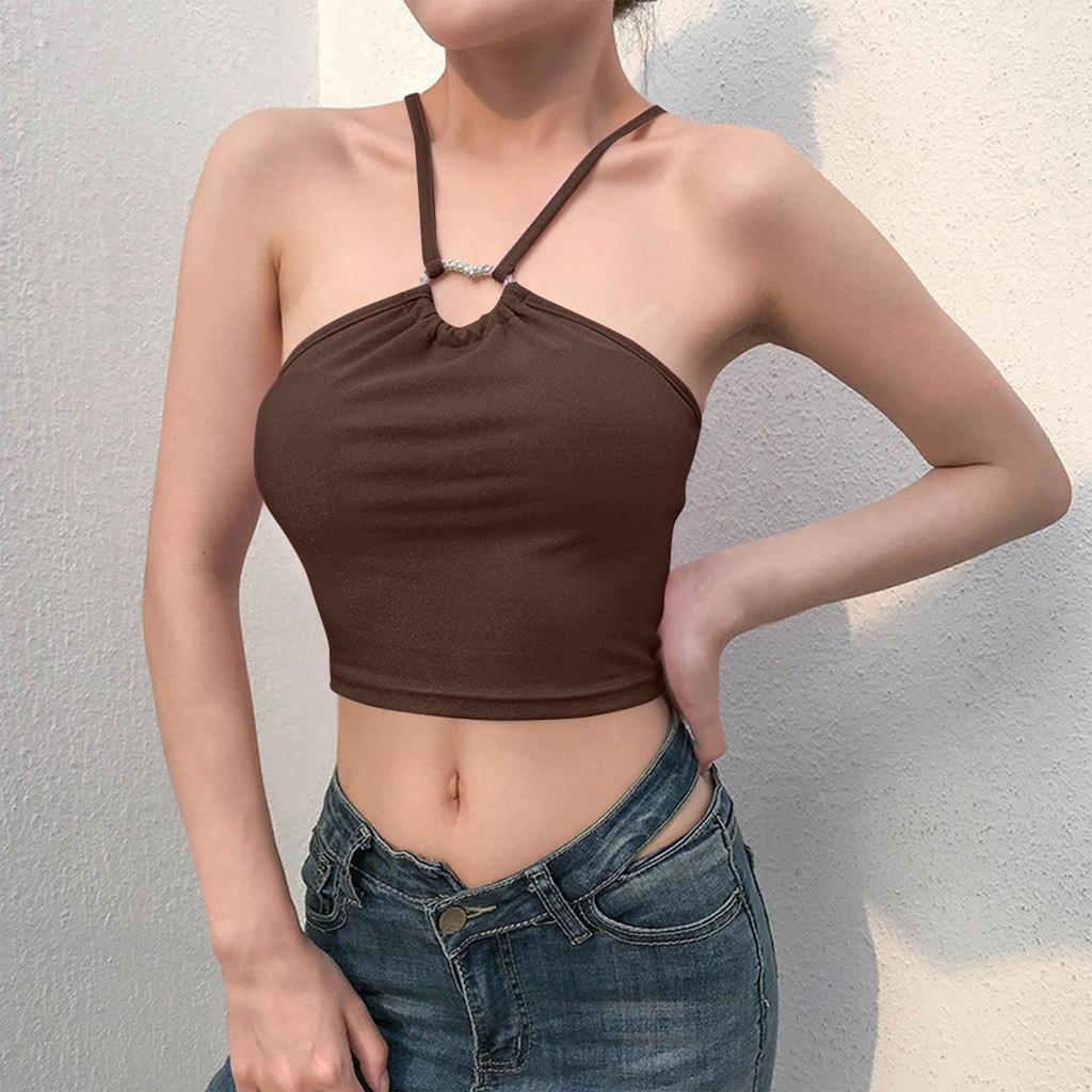 Women's Sexy Tight Strapless Cross Ultra Short Love Circle Sleeveless Vest Top