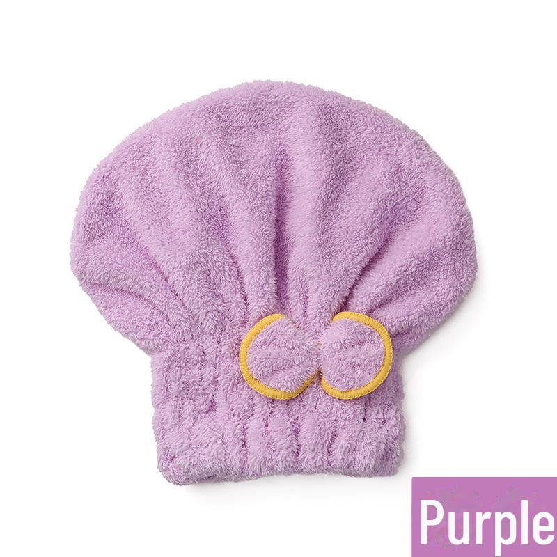 Coral Velvet Quick-Dry Bow Shower Cap for Women
