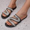 Fashion Women's Shoes 2024 New Plus Size Women's Slippers Fashion Crystal Daily Sandals Women Summer Peep Toe String Bead Flat Slippers