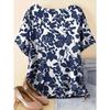 Plus Size Women Casual Comfortable Top Relaxed Fit Short Sleeve Floral Print Vibrant Pattern T-Shirt Spring Summer Outings
