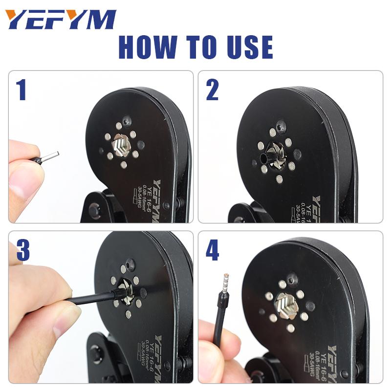 Ferrule Crimping Tool YE 16-6 0.08-16mm²/30-5AWG Tubular Terminal Mini YEFYM Pliers For Large Size Terminals Electrical Clamps