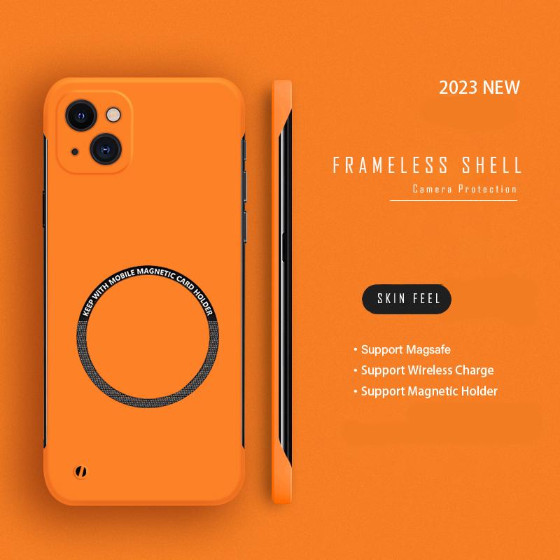 Ultra Thin Hard PC For Magsafe Frameless Magnetic Phone Case For iPhone 14 11 12 13 Pro Mini XR XS Max X 7 8 14 Plus SE Wireless Charging Cover