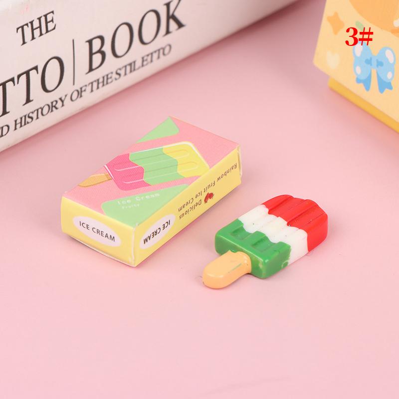 1Set 1:12 Dollhouse Mini Rainbow Ice Cream Chocolate W/Packaging Box Decor Toy