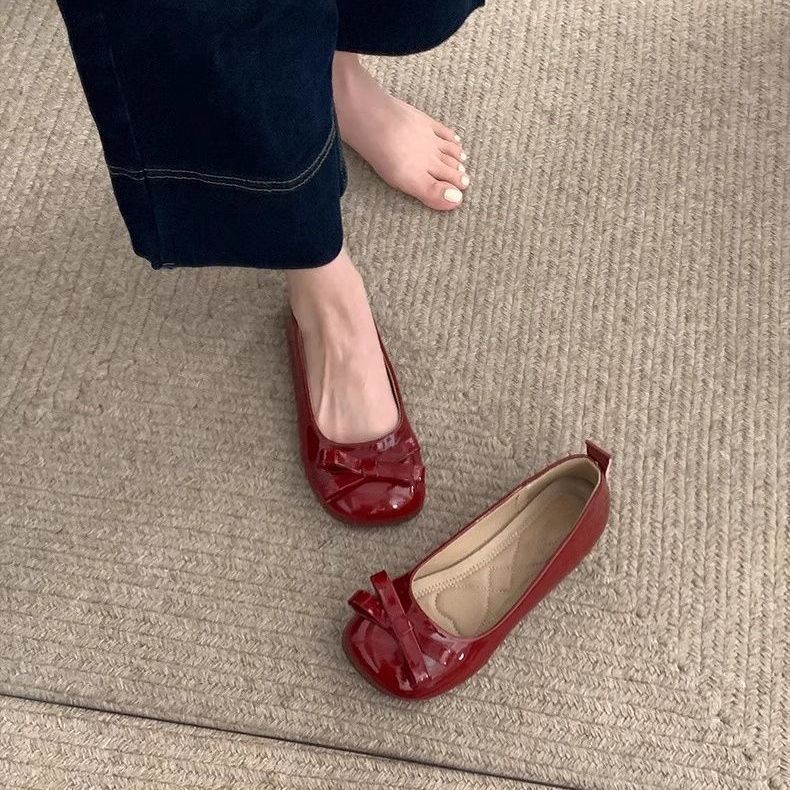 Bow Versatile Sweet Skirt Evening Breeze Single Shoes Fashion Flat Soft Sole Mary Jane Shoes 2025 Spring and Autumn New