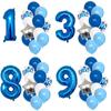 12pcs Boy Birthday Balloons with 32inch Blue Number Baloon 3rd Birthday Party Decoration Kids Anniversaire 1/3 Years Old