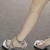 Beautiful~ Sandals Women's New Summer Silver Square Head Open Toe One-word Buckle Thick Heel High Heel Sandals