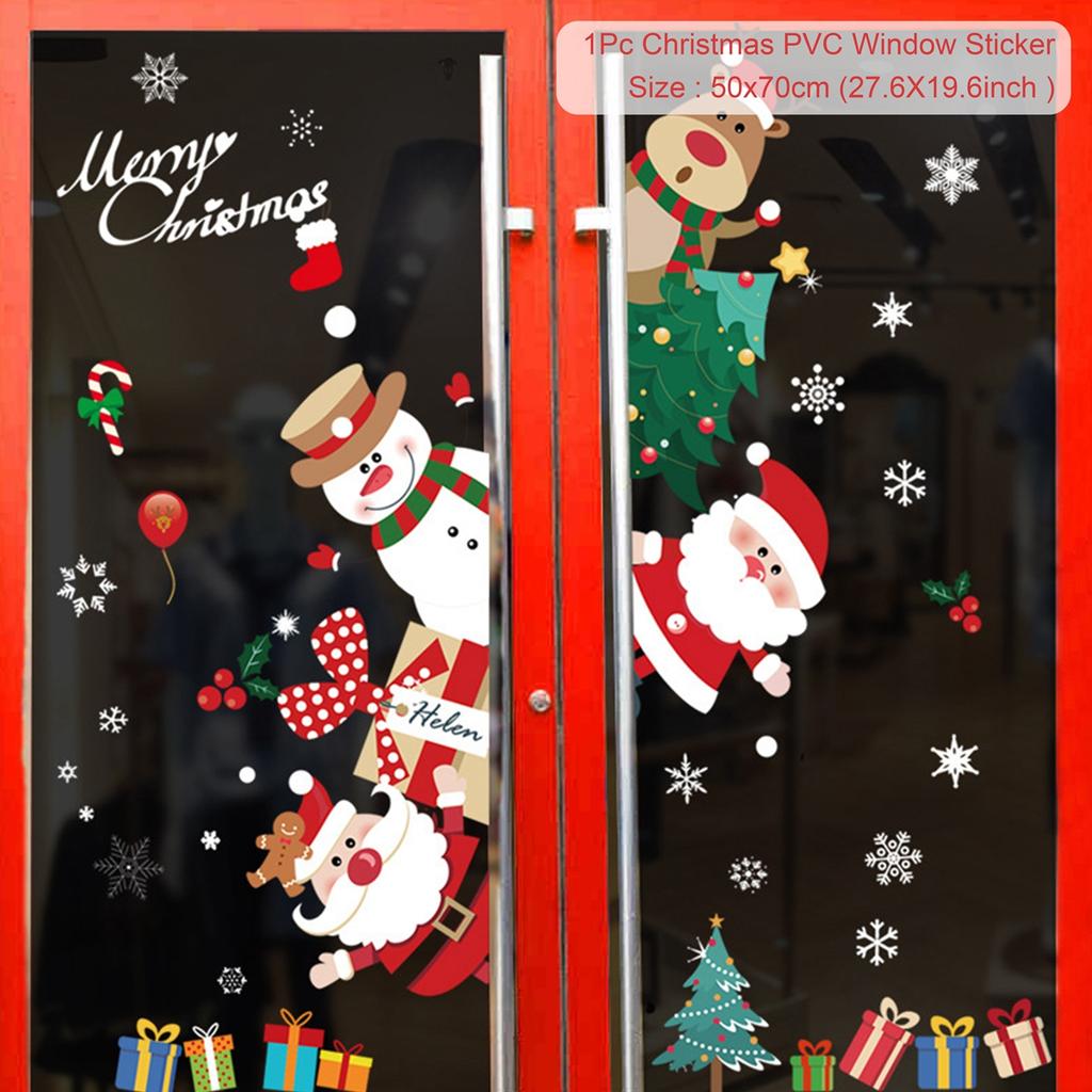 Cartoon Christmas Window Glass Stickers 2025 Christmas Decoration for Home Living Room Wall Decor 2025 Happy New Year Stickers