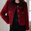 Spring Autumn Korean Short Tweed Jacket Women High Quality Long Sleeve Temperament Elegant Woolen Coat Ladies Tops