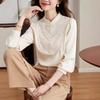 Retro Button-up Shirt for Women In Autumn New Style Lace Embroidered Beaded Long-sleeved Top