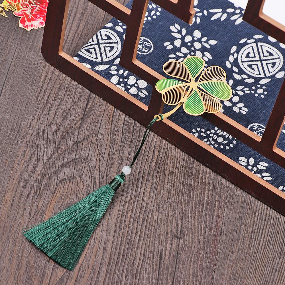 Supplies Hollow Chinese Style Tassel Pendant Painted Pagination Mark Book Clip Brass Bookmark