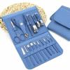 16pcs Steel Nail Clippers Set Steel Manicure Set Professional Pedicure Grooming Kit Blue
