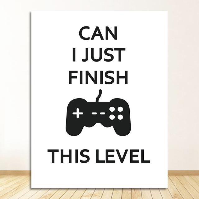 Black and White Posters, Teenage Boy Bedroom Decoration, Game Quotes, Art Canvases, Painting Pictures, Game Room Wall Decoration