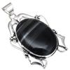 Pendant Grey Botswana Agate Gemstone Mother's Day Gift Silver Jewelry 2.25"