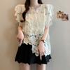 2025 New Summer T-Shirt Women Basic Knitting Lace Vest Sleeveless Hollow Style Tops Loose