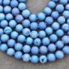 Matte Finish Blue Druzy Agate Round Beads Gemstone, Druzy Stone Beads, Gemstone Beads, 14-15 Inch Strand, 6mm 8mm 10mm Stone Size.