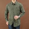 Men's Casual Loose-Fit Long-Sleeve Shirt - Solid Color, Large Size, Autumn Workwear with Pocket
