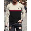 All-Season Men's Crew Neck T-Shirt - Stylish Color Block, Long Sleeves, Durable & Easy-Care Fabric