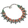 Tibetan Turquoise, Coral Gemstone Handmade 925 Sterling Silver Necklace 18" Q5f28