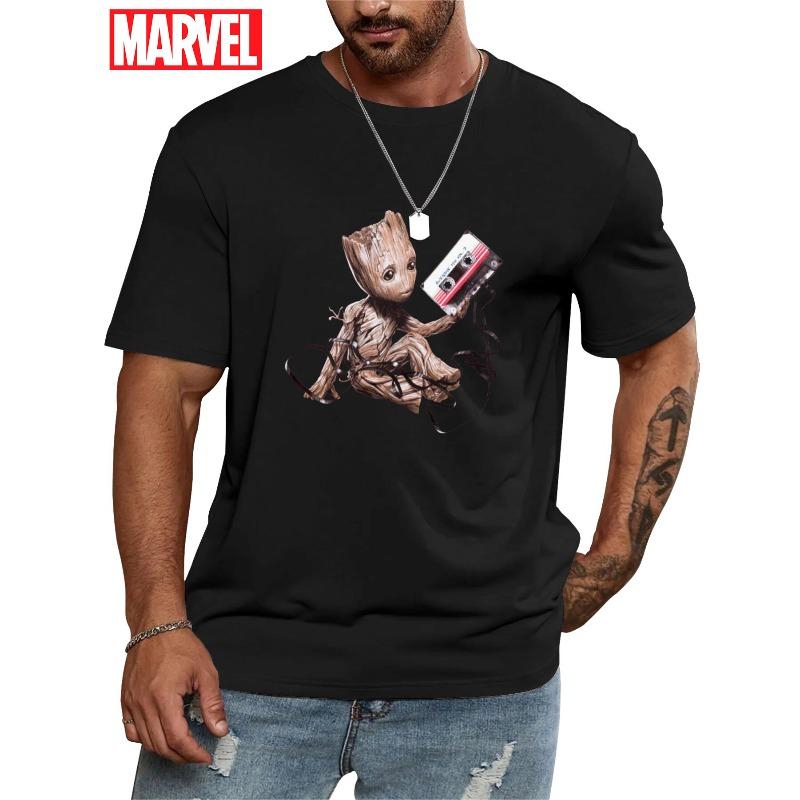 Marvel Super Hero Groot Cartoon Printed T-Shirt Men's and Women's Summer New American Loose Casual Trend Short Sleeve Top