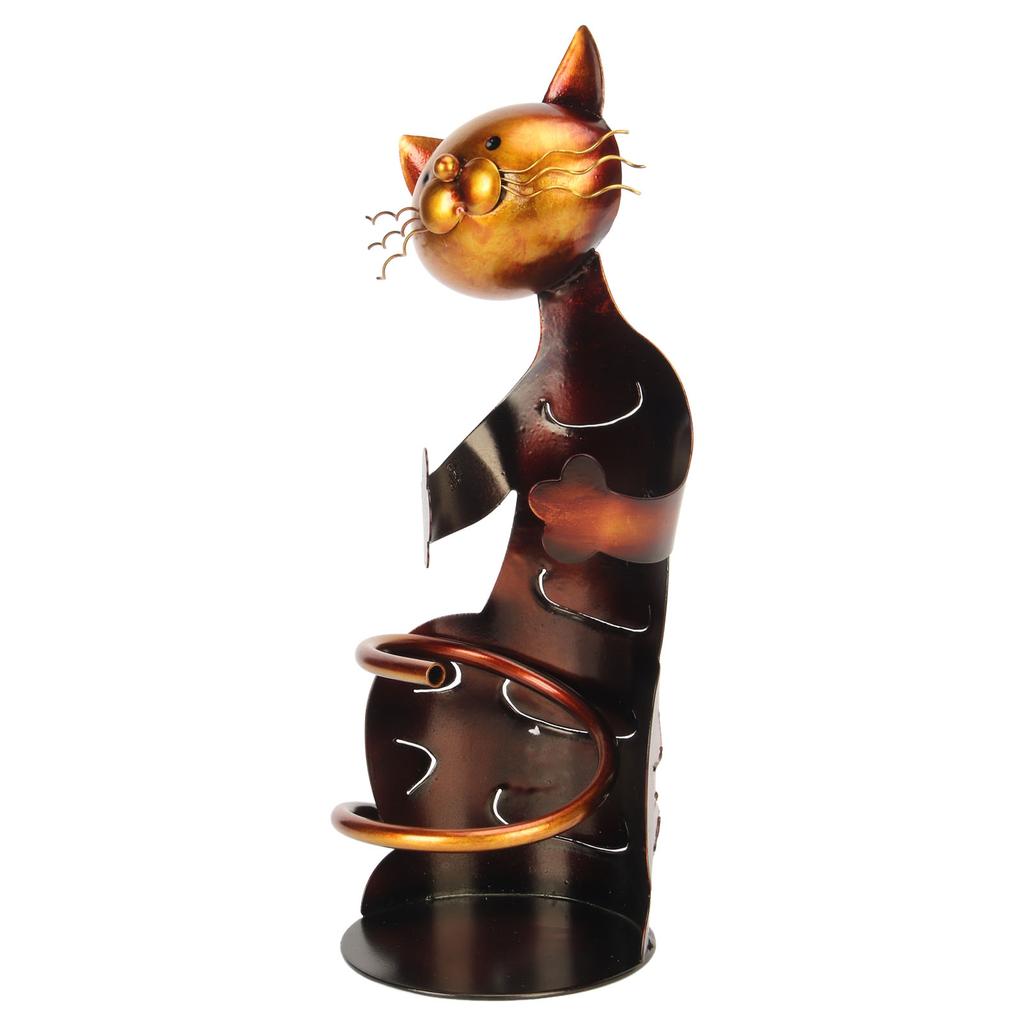Cat Wine Holder Rack Metal Decorative Cat Shaped Wine Holder Stand Wine Bottle Holder Sculpture for