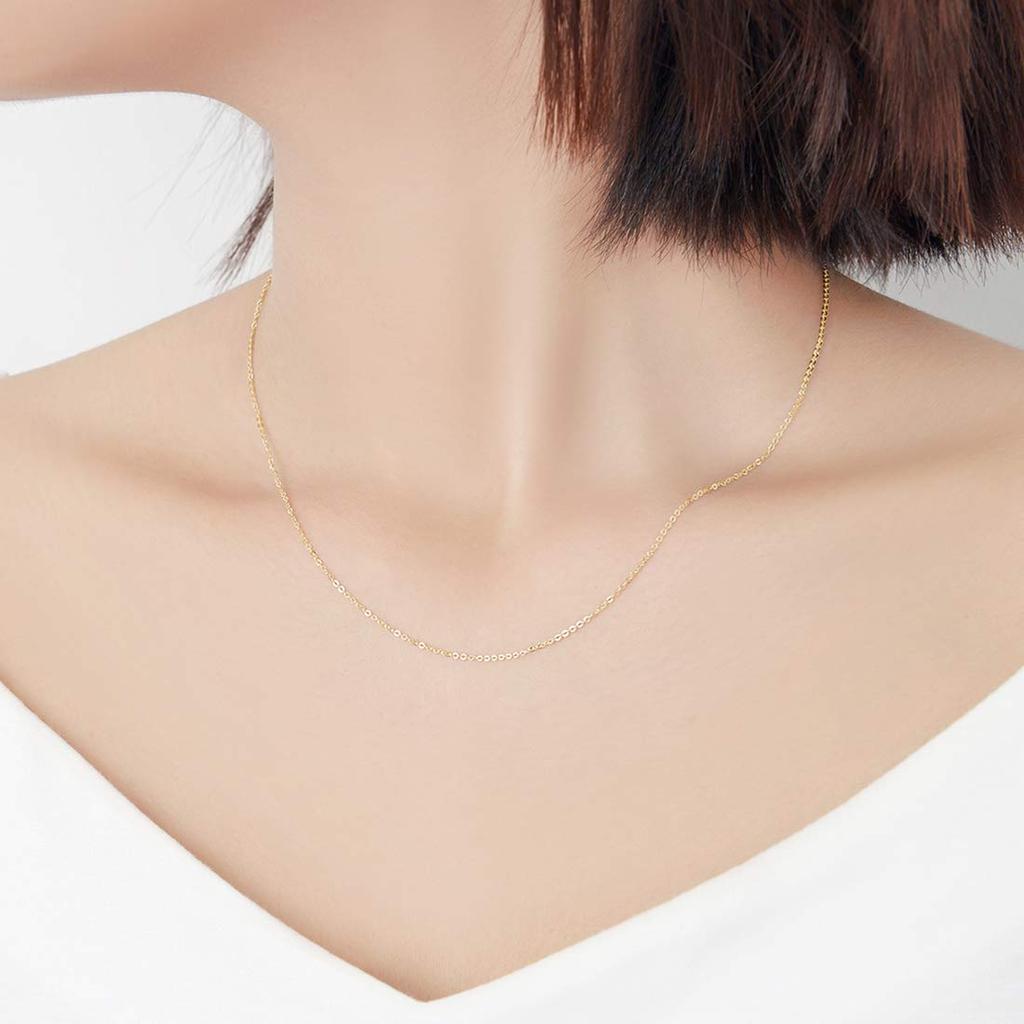 K18 Gold Necklace Chain Yellow Gold 18k Gold Birthday Anniversary Christmas White Day Gift Present Gift Wrapping Included [FANCIME] Women's Men's