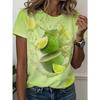 Women's Loose 3d Fruit Print Short-sleeved T-shirt Top, Daily Leisure, Soft, Comfortable and Breathable, Outdoor Sports