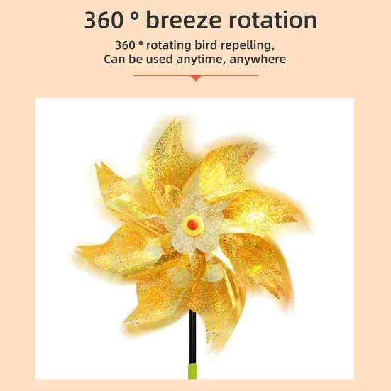 Reflective Pinwheels with Stakes Bird Repellent Wind Spinner Scare Birds Animals Away Multicolor Glittery Pinwheels for Garden Yard Lawn Porch