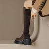 Krazing Pot Microfiber Autumn Winter Shoes Patch Work Platform Boots Round Toe Keep Warm Thick Bottom Thigh High Boots
