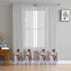 Christmas Tree Snowflake Snowman Gray Yarn Curtain Window Tulle Curtains For Living Room Kitchen Window Sheer Voile Curtains
