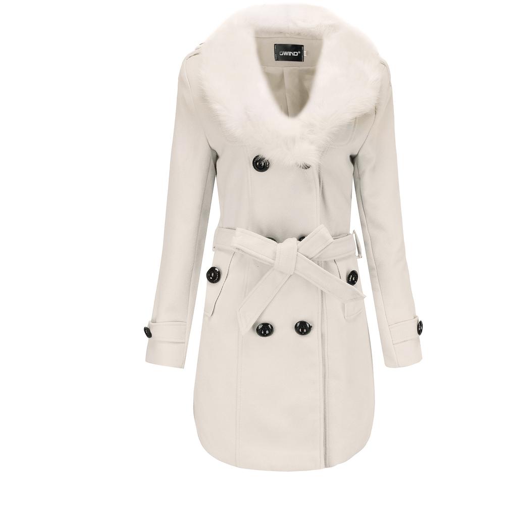 Woolen Jacket Women's Medium and Long Trench Coat Winter Clothing Large Fur Collar Double-sided Woolen Coat Women