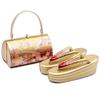 Coming of Age Ceremony Zori Bag Furisode Sandals 3 X [KYOETSU] Set, Bag, Tiers, Women's (LL, 3-Gold Red)