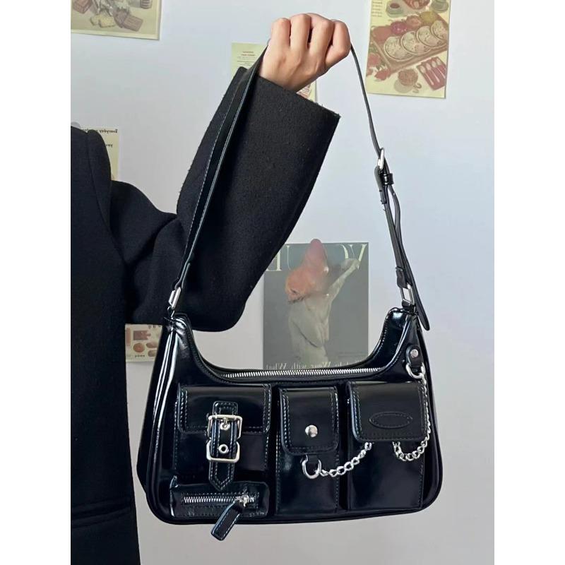 Niche Design Retro Spice Biker Bag Chain Shoulder Underarm Bag
