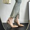 French High Heels Women's New Summer Pointed Single Shoes Rear Thin Heels Fashionable European and American Style Sexy Single Shoes