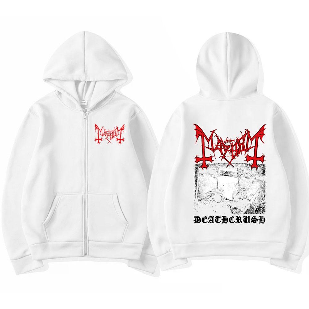 Mayhem Deathcrush Music Zip Up Hoodies Death Metal Gothic Band Zipper Sweatshirts Men Women Oversized Fleece Jacket Hoody Coats