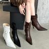Designer Vintage Pointed Toe Women Ankle Boots Fashion Elegant Dancing Party Prom Shoes High Heel Women's Short Booties
