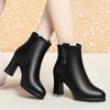Fashion Comfortable Soft Leather Warm Winter Shoes Women Platform 2024 Thick High Heels Ankle Boots for Office Mom Model Solid Leather