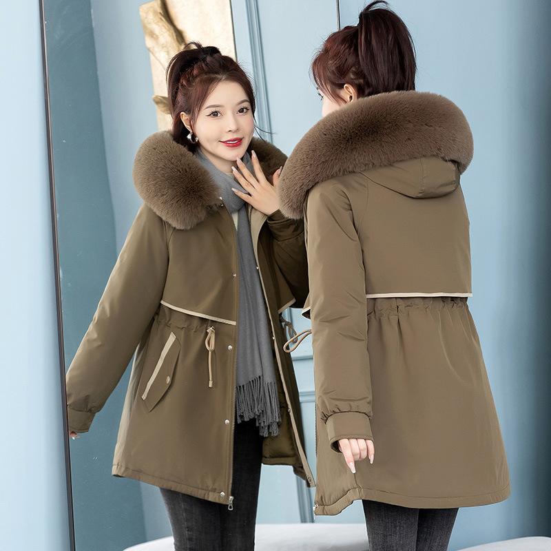 Wear One Dress and Three Women's Medium and Long Removable Slim-fitting and Thin Cotton Clothes, Winter Fashion Warm Jacket